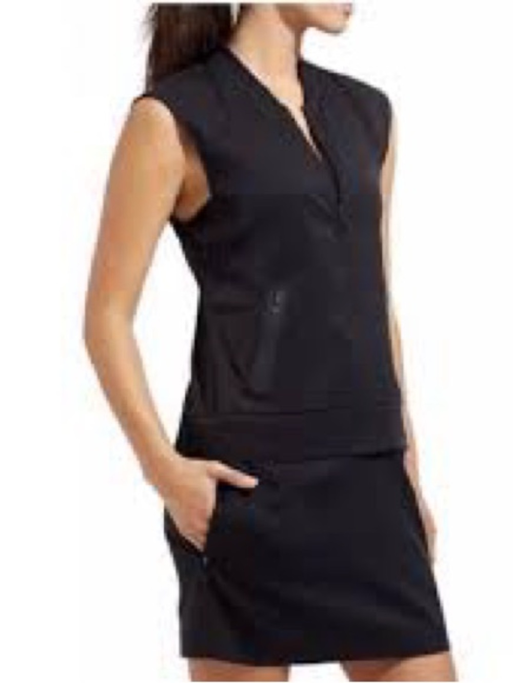 Athleta x Derek Lam 10 Crosby Black Studio Sleeveless Zip-Up Mini Dress/Romper